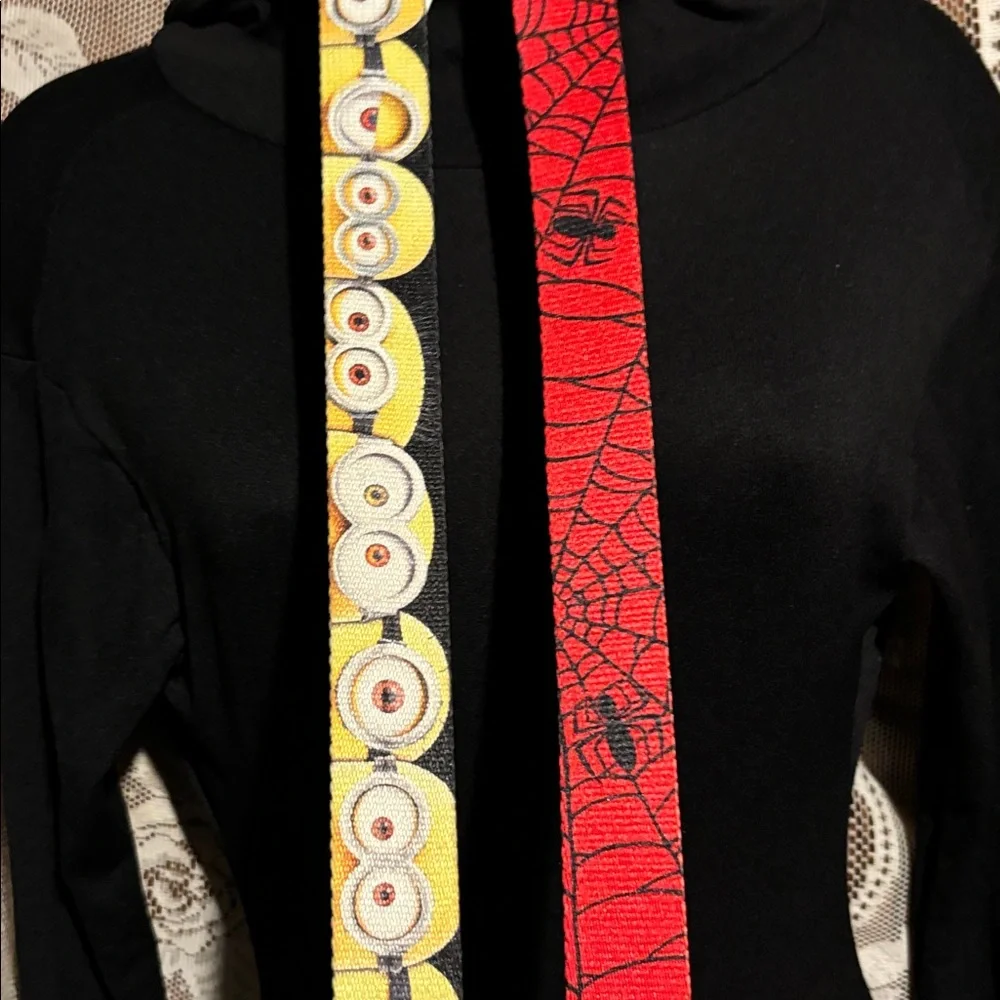 Two Graphic kids Belts marvel spider man osfm and despicable me m/l